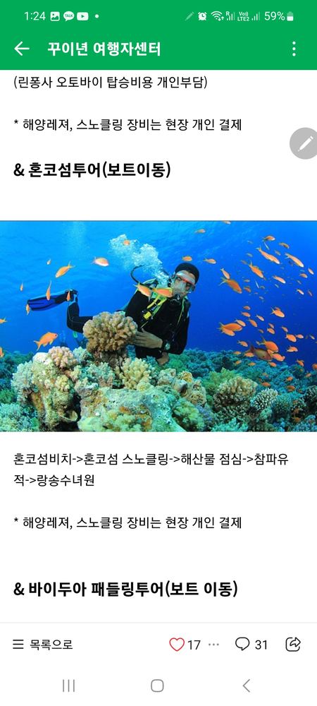 끼코비치·혼코(산호섬) 투어